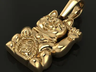 Lucky Cat Pendant 3D print model
