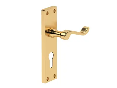 Victorian Scroll Door Handle Brass 3D model