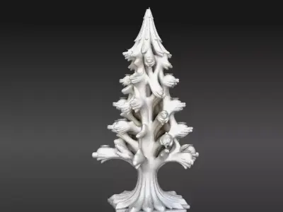 Winter Tree Lantern 3D Model Tree Decor with Lantern Slots Low-poly 3D model