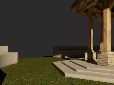 Park Bench and Sunsetshade Set 3D model