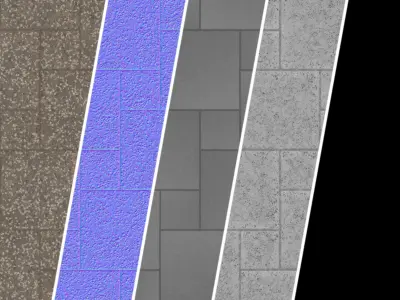 Tile Materials 35- Concrete Tiling By Gravel Sbsar Pbr Seamless Texture