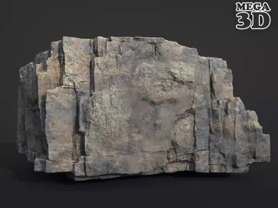 Realistic Blocky Rock 06 250612 Low-poly 3D model