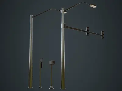 Stop Light 1A Low-poly 3D model