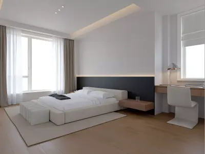 Modern Minimalist Bedroom 002 3D model