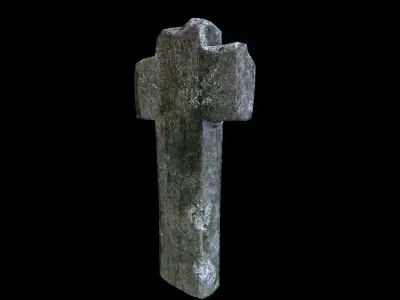 OldGravestone5 stone cross Low-poly 3D model