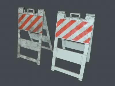 Traffic Plastic Barricade PBR Game Ready Low-poly 3D model