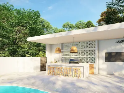 3D Exterior Scene 3D model design garden and landscape 3D  3D model