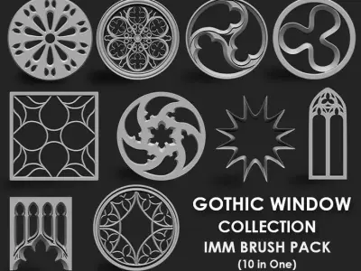 Gothic Window Collection IMM Brush Pack 10 in One 3D model