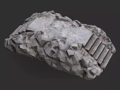 Stairs stone staircase 02 Low-poly 3D model