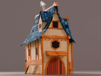 stylized low-poly house 3D model Low-poly 3D model
