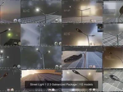 Street Light 1 2 3 Galvanized Package