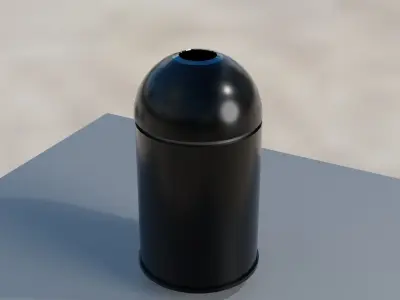 Dome Top Metalic Small Trash Can Low-poly 3D model
