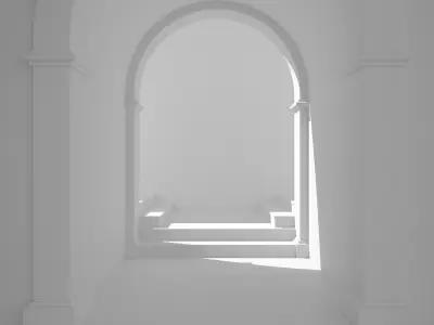 A large archway with stairs 3D model