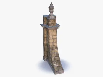 Stone Pillar 0004 Low-poly 3D model