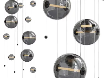  Abacus 10 Light Square LED Pendant Low-poly 3D model