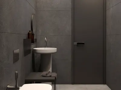 Bathroom modern with walls and lighting 3D model