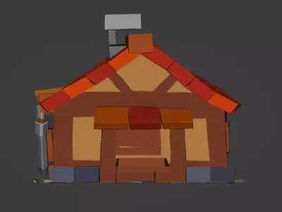 Wooden House E Game Ready Fantasy Building Low-poly 3D model