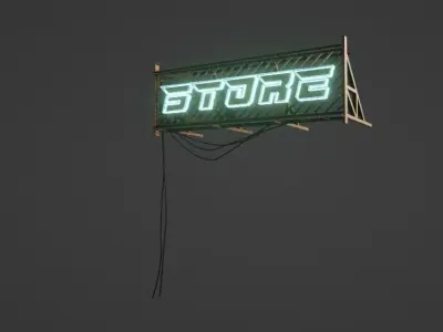 Cyberpunk Sign Board Low-poly 3D model
