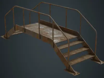 Stair 2D Low-poly 3D model