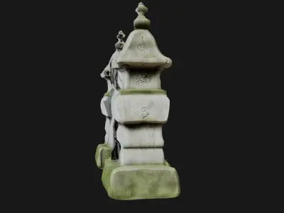 Gothic Cemetery Gate Low-poly 3D model