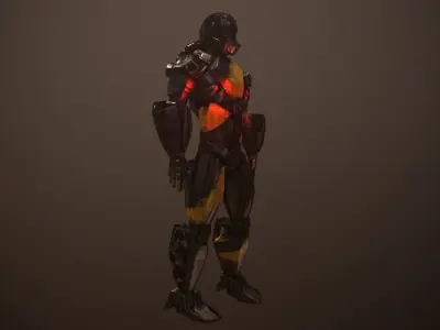 Robot solider Low-poly 3D model