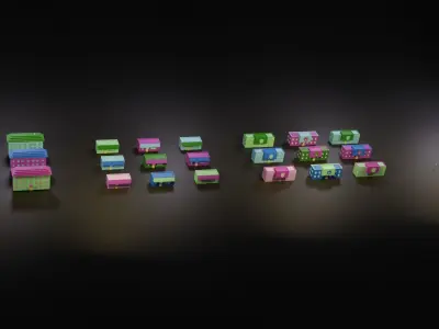 Collection of cartoon houses 3D model