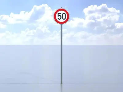 Traffic sign 274-50 Speed limit 50 km h Size-2 Low-poly 3D model