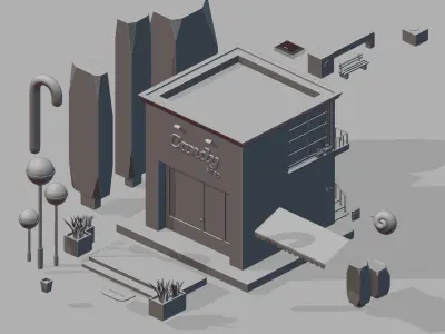 CandyShop building with candy store Free 3D model