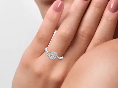 Women Light Weight Solitare Diamond Wedding Ring   27 3D print model