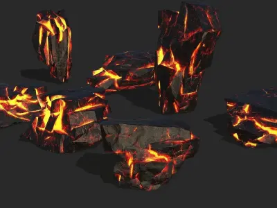 lava rocks set 17 Low-poly 3D model