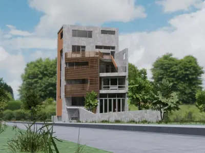 Contemporary House Preposition 3d Low-poly 3D model