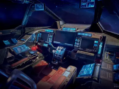 Sci Fi Heavy Fighter Cockpit Low-poly 3D model