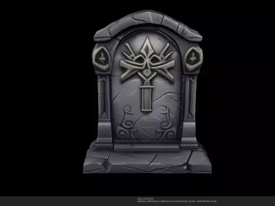 Stylized Fantasy Gravestone - AI Low-poly 3D model