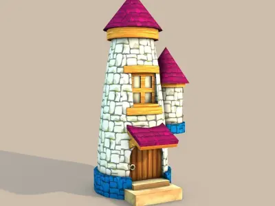 Cartoon Stylized Buildings 3D Model Pack