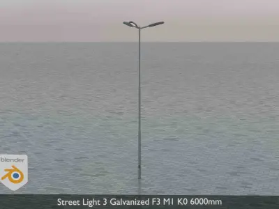 Street Light 3 Galvanized F3 M1 K0 6000mm Low-poly 3D model