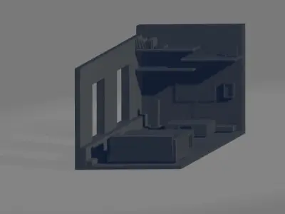 Interior 3D model room with bed and desk Low-poly 3D model