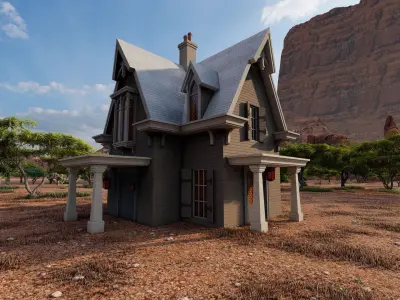 Vilage in forest-old house 3D model