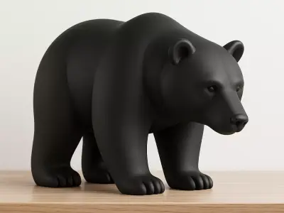 Minimalist Black Bear Sculpture 3D print model