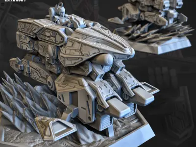 Tank Mode Mech 3D Printable 75mm 3D print model