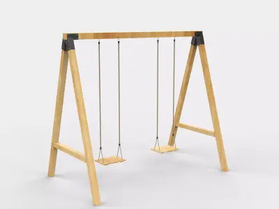 Playground Wooden Swing 3D model purchase
