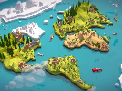 Cartoon Low Poly Earth World Map Low-poly 3D model