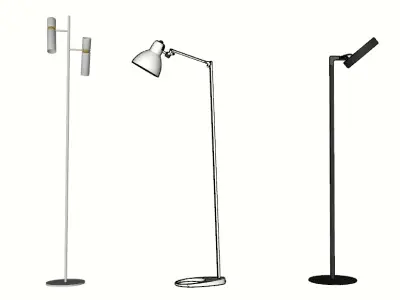 Minimalist Trio Floor Lamps 3D model