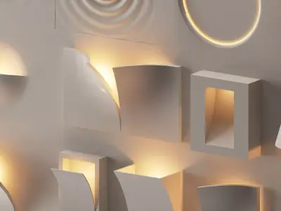 Modern Table and Wall Light Set 3D model