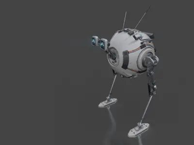 DOBO Drone mechanical robot character Low-poly 3D model