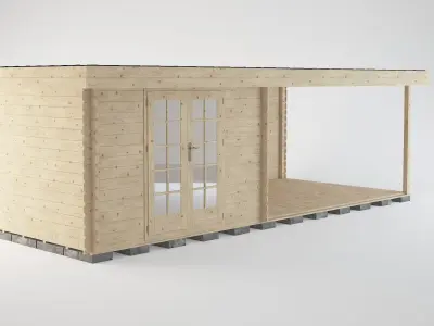 Wooden garden shed 3D model