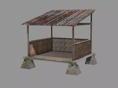 Sundanesse Saung indonesian Traditional Shelter Low-poly 3D model