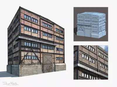 Old Factory Low Poly 3d Building Low-poly 3D model