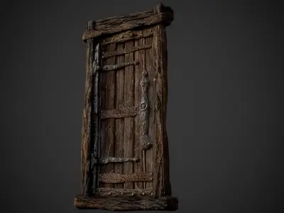 Medieval Wooden Door Low-poly 3D model