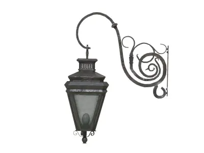 Game-Ready Aged Outdoor Wall Lantern with 4K-PBR Texture Set  Low-poly 3D model