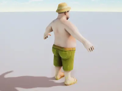 Stylized Character Tourist Rigged with Shape Keys Extra Texture Low-poly 3D model